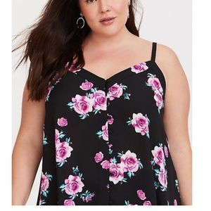 Torrid Black Floral Georgette Swing Top